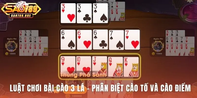 Luật chơi Bài Cào 3 Lá phân biệt Cào Tố và Cào Điểm